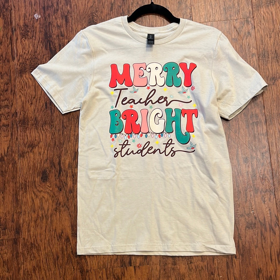 Christmas Tshirt Merry Teacher Bright Students