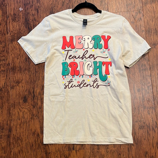 Christmas Tshirt Merry Teacher Bright Students