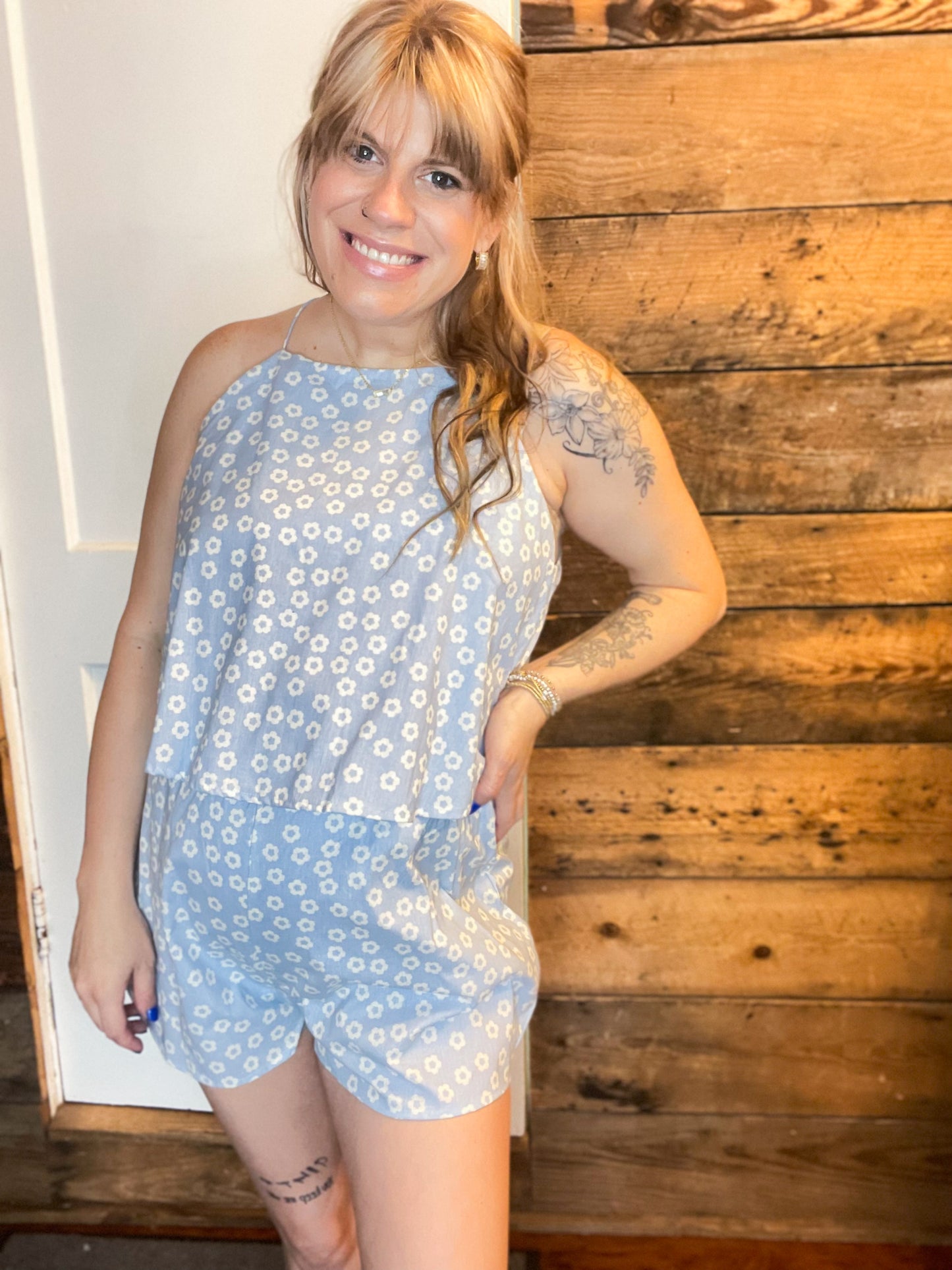 Ellen Sweet Open Back Daisy romper