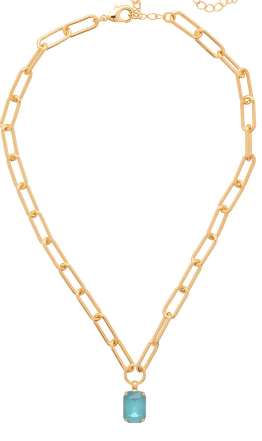 Sorrelli Nia Oval Pendant Necklace in Summer Blue Delite