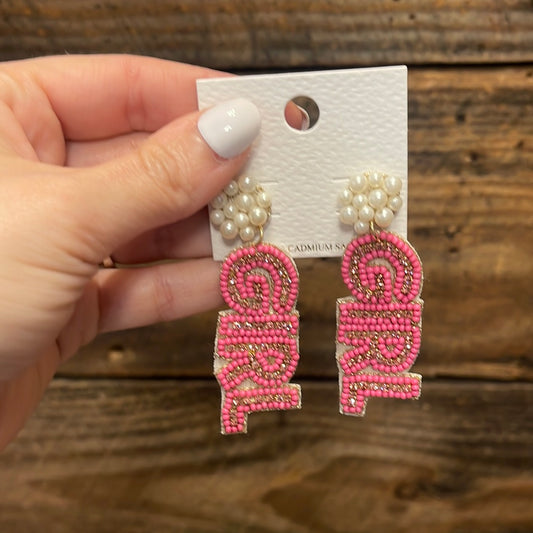 Beaded GIRL earrings