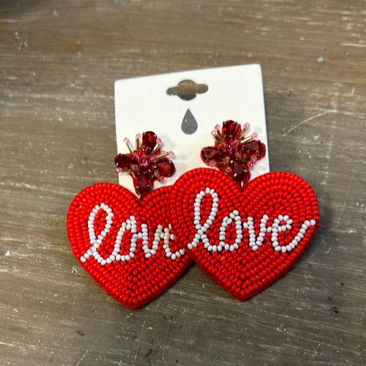 Beaded Love Heart Earring