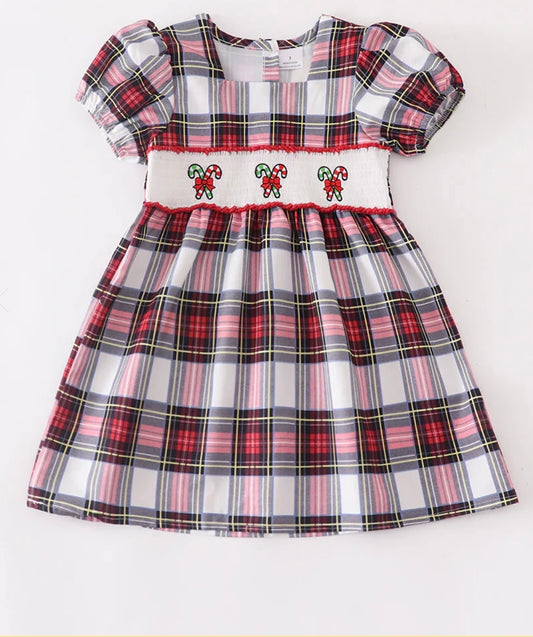 Christmas Candy Cane Plaid Dress