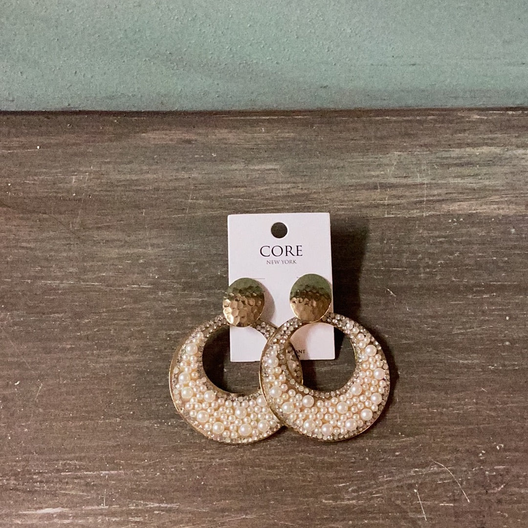 ELEGANT PEARL CIRCLE GOLD EARRING