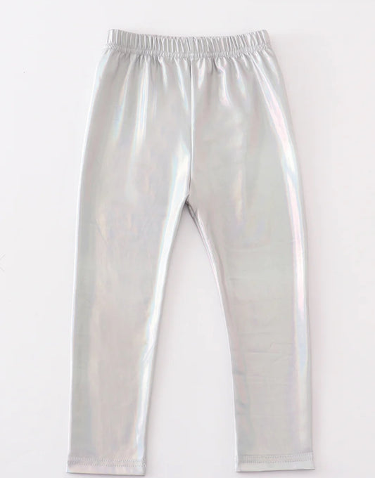 Sliver Metallic Bike Leggings