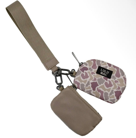 Lulu Mac Double Pouch Wristlet Camo/beige