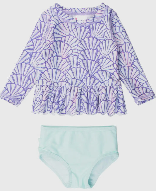 Rufflebutts Magical Mermaid Scalloped Hem Two Piece Swimsuit