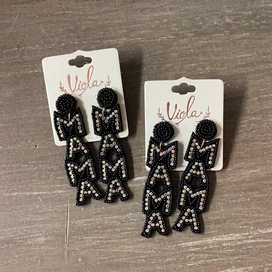 BEADED MAMA BLACK EARRING