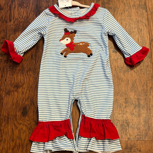 Stripe Deer Girl Romper