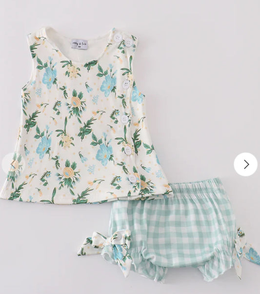 Green Floral Bloomer set