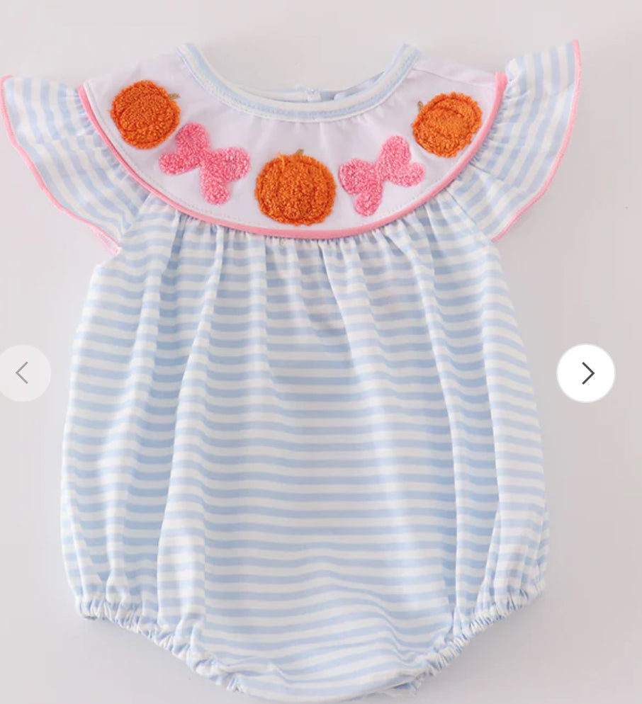 Pumpkin & Bows Embroidered Bubble