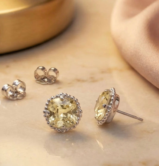 Sorrelli Cushion Cut Solitaire Earrings in Jonquil*