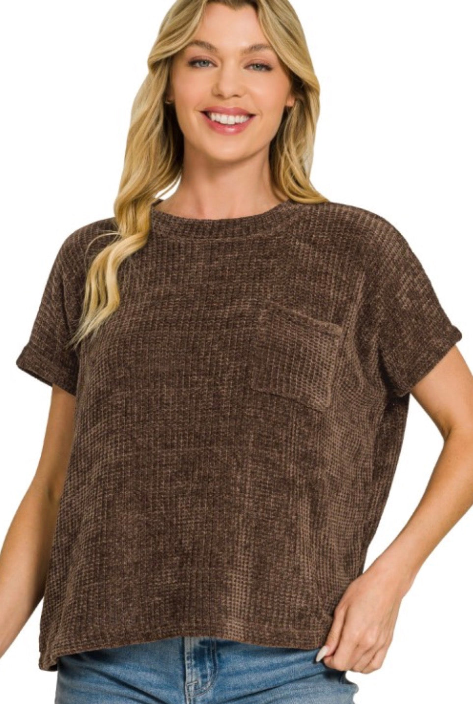 Meghan Chenille Top in Chocolate