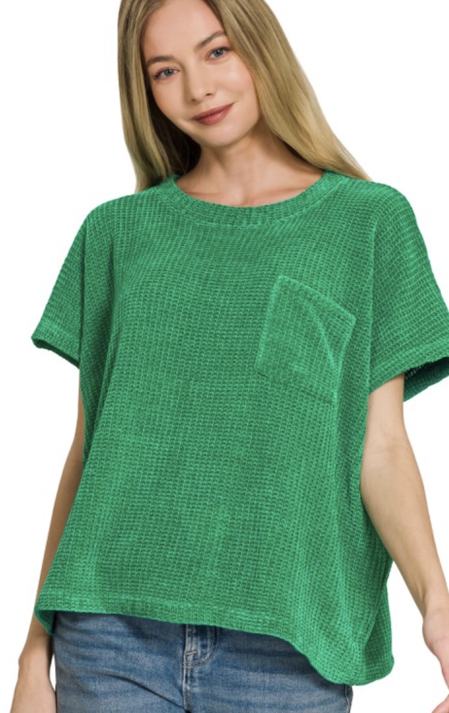 Meghan Chenille Top in Kelly Green