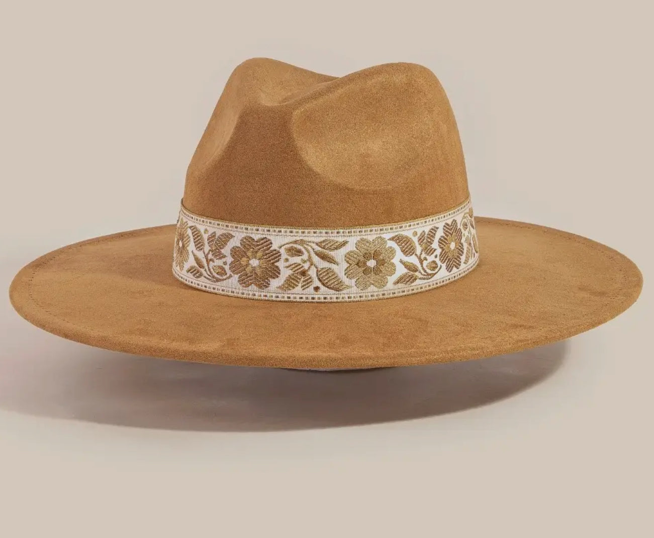 Wildflower Banded Wide Brim Hat in Brown