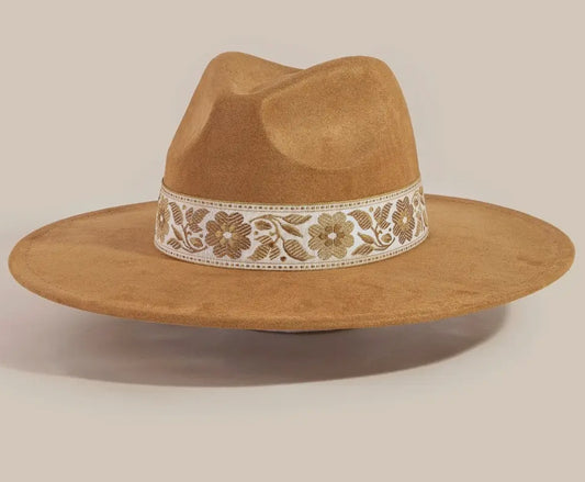 Wildflower Banded Wide Brim Hat in Brown
