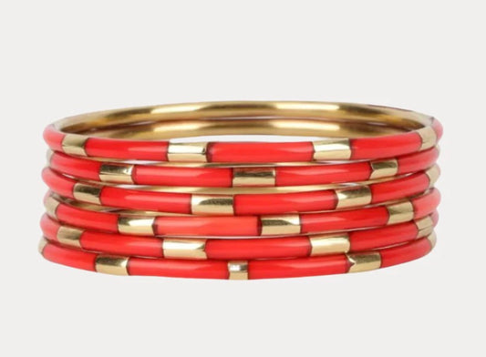 BuDhaGirl Coral Veda Bangles - Set of 6