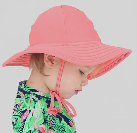 Rufflebutts Ric Rac Swim Hat in Pink Bubblegum