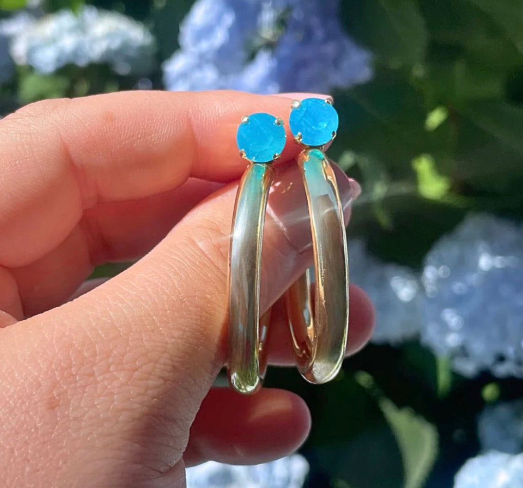 Sorrelli Keeley Studed Hoops in Caribbean Blue Opal*