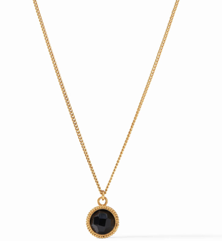 JULIE VOS FLEUR-DE-LIS SOLITARE NECKLACE BLACK