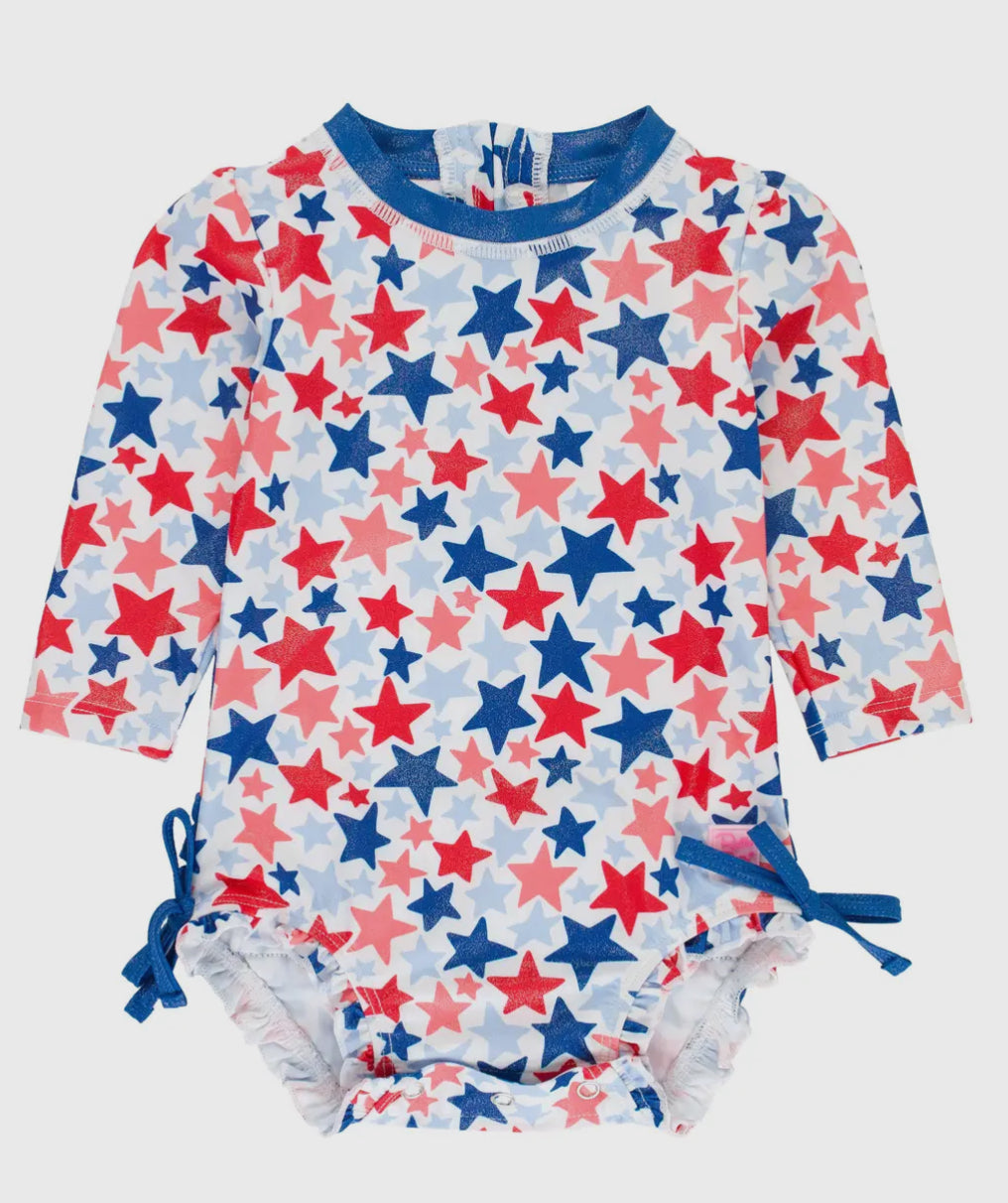Rufflebutts Shimmer Star Spangled One Piece Swimsuit