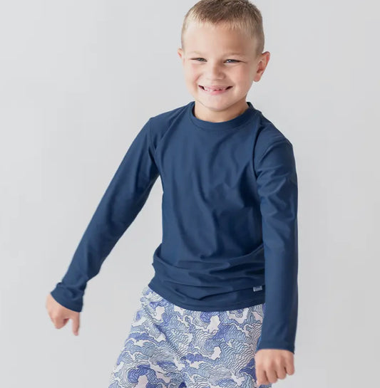 Rufflebutts Navy Long Sleeve Rash Guard