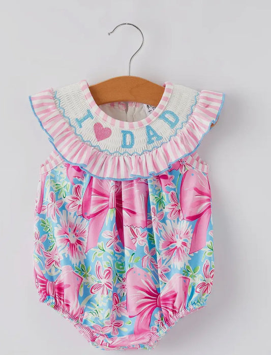 Love Dad Smocked Bubble Romper