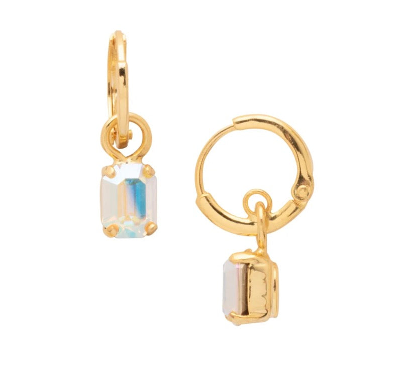Sorrelli Mini Emerald Huggie Hoops in Aurora Borealis *