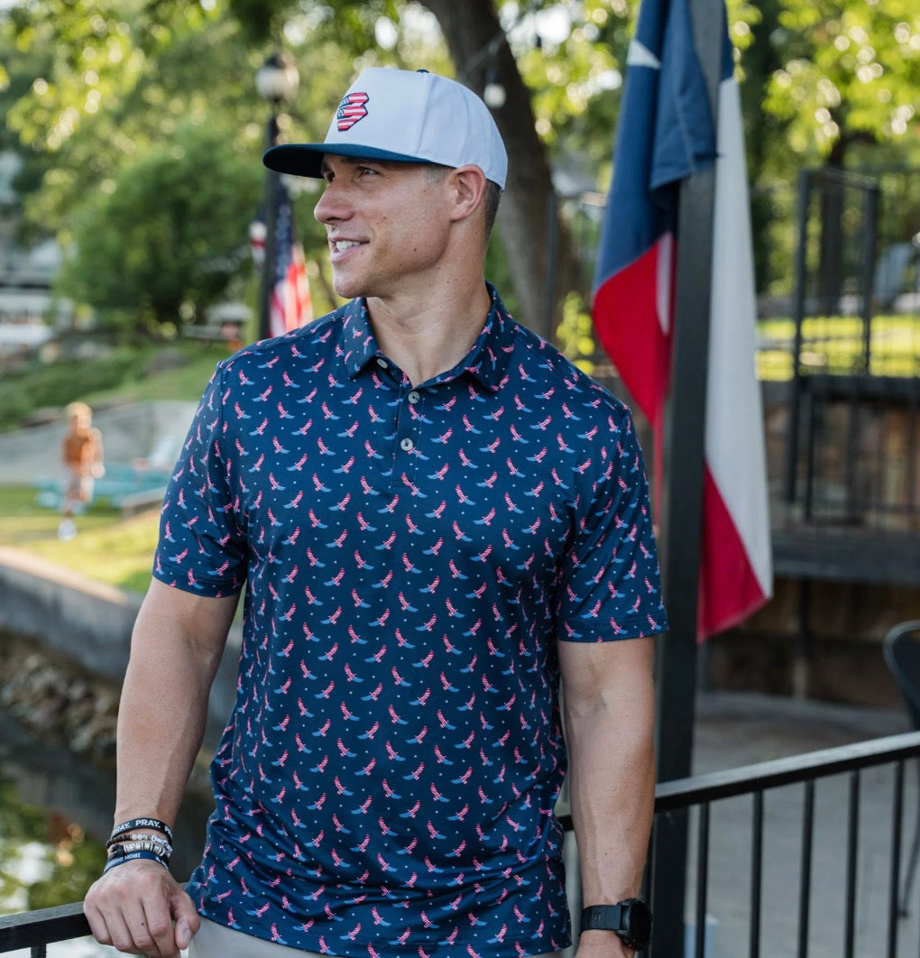 Burlebo Performance Polo in Navy Flag