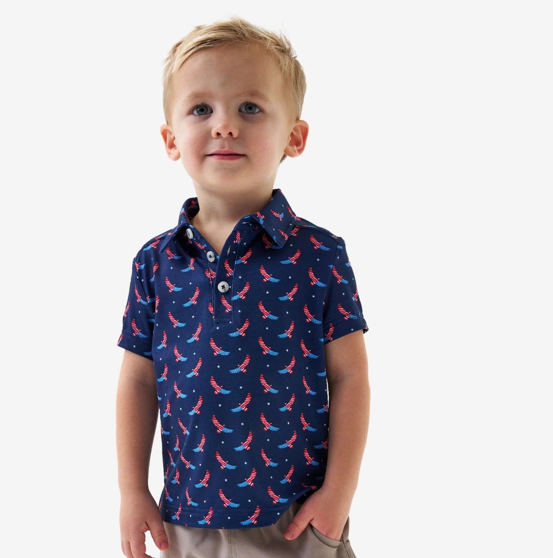 Burlebo Youth Performance Polo in Navy Flag