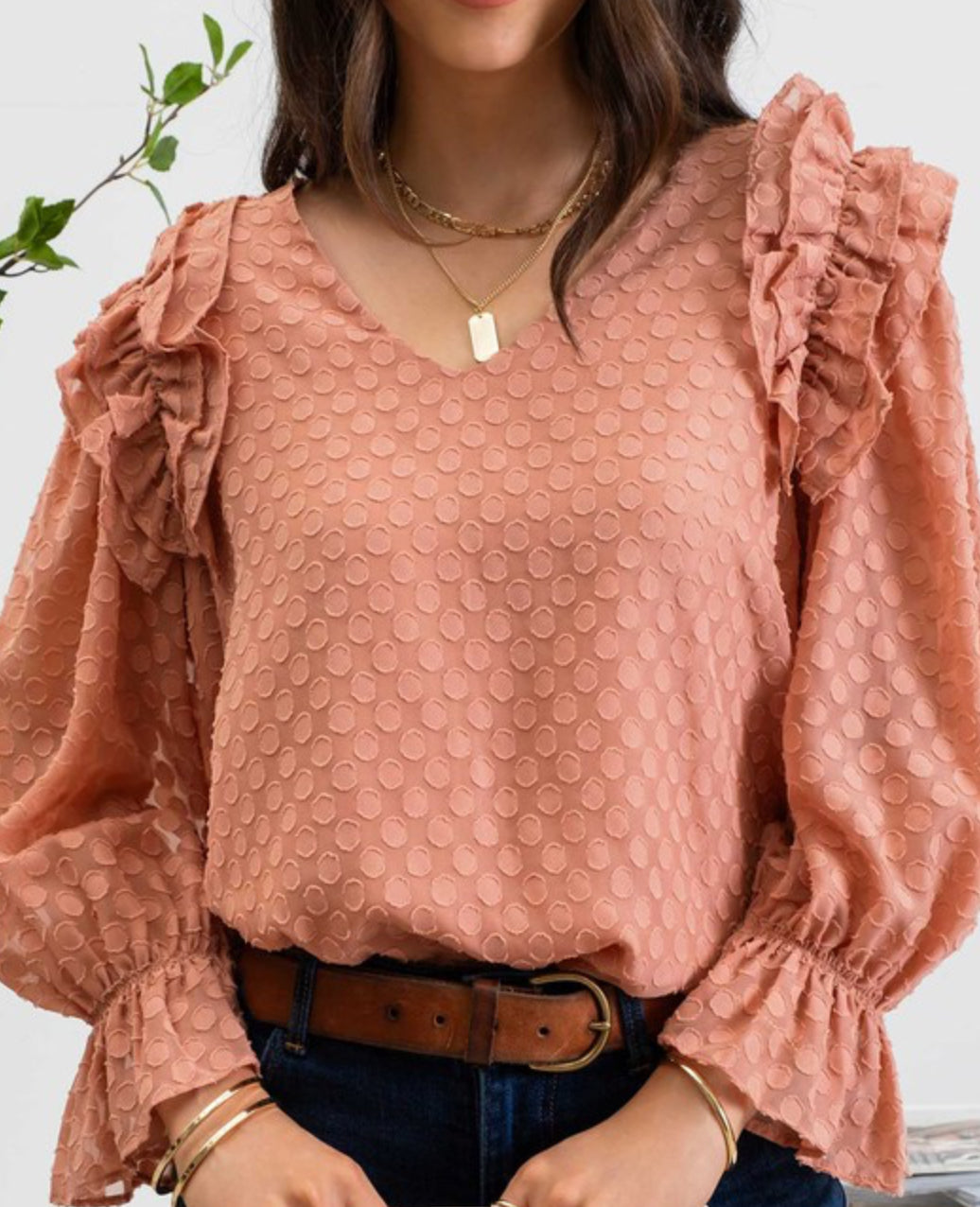 Ruffle Dotted Blouse