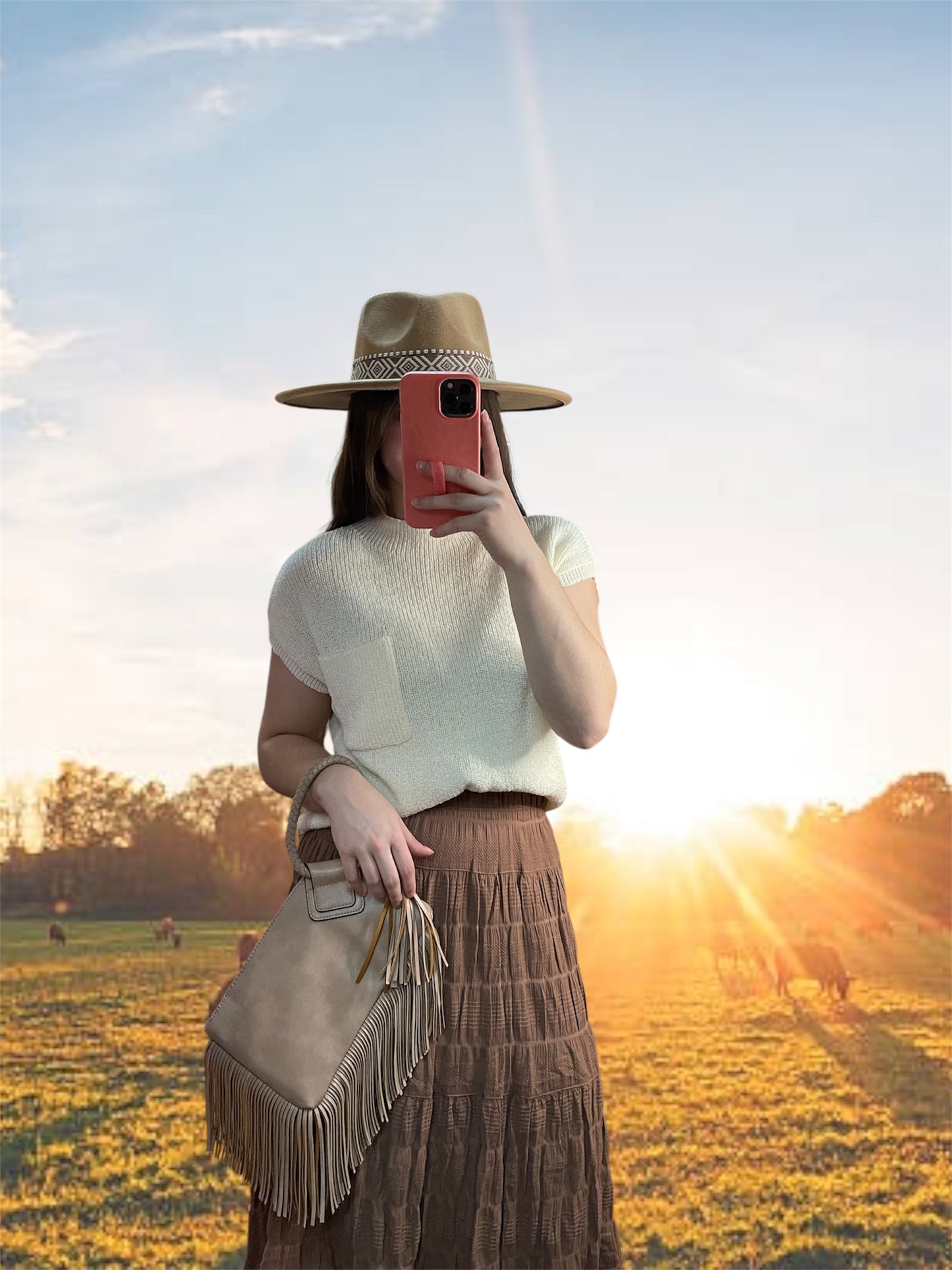 Boho Stripe Wide Brim Hat