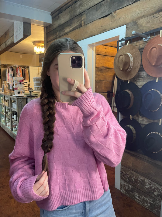 Checkered oversized Sweater in Rose