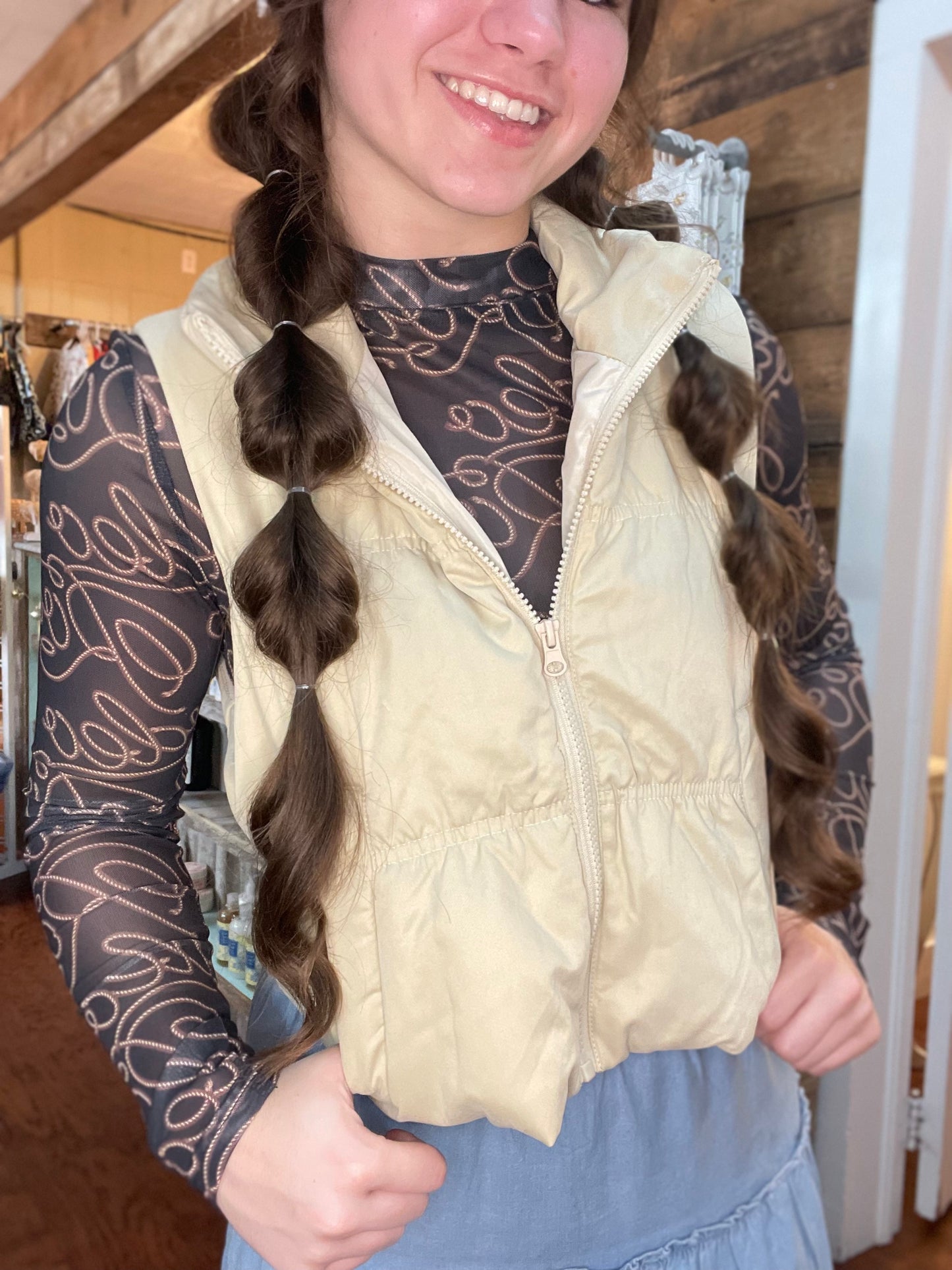 Layer Me Puffer Vest in Beige