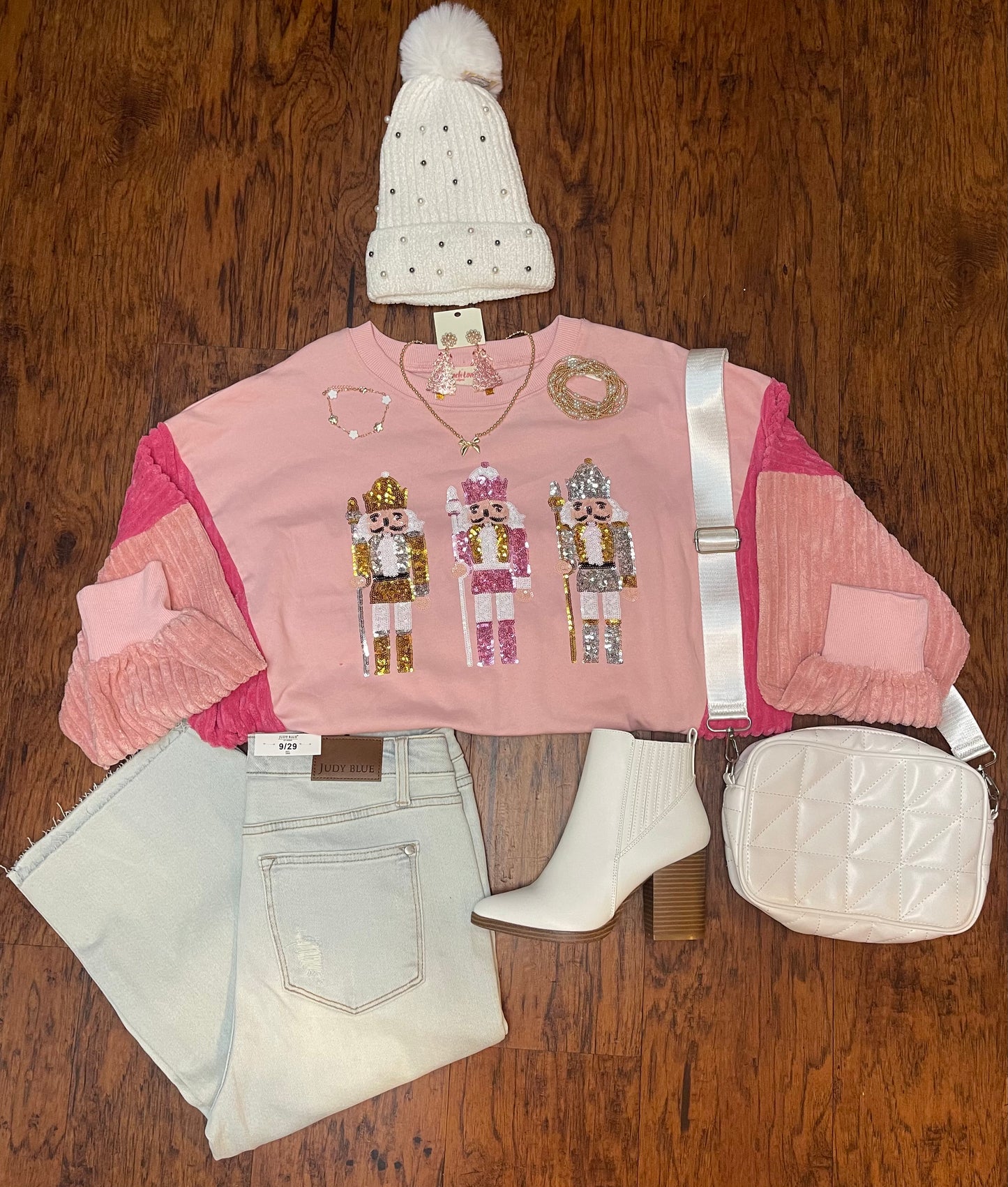 Holiday Pink berry Sequin  Nutcracker sweatshirt