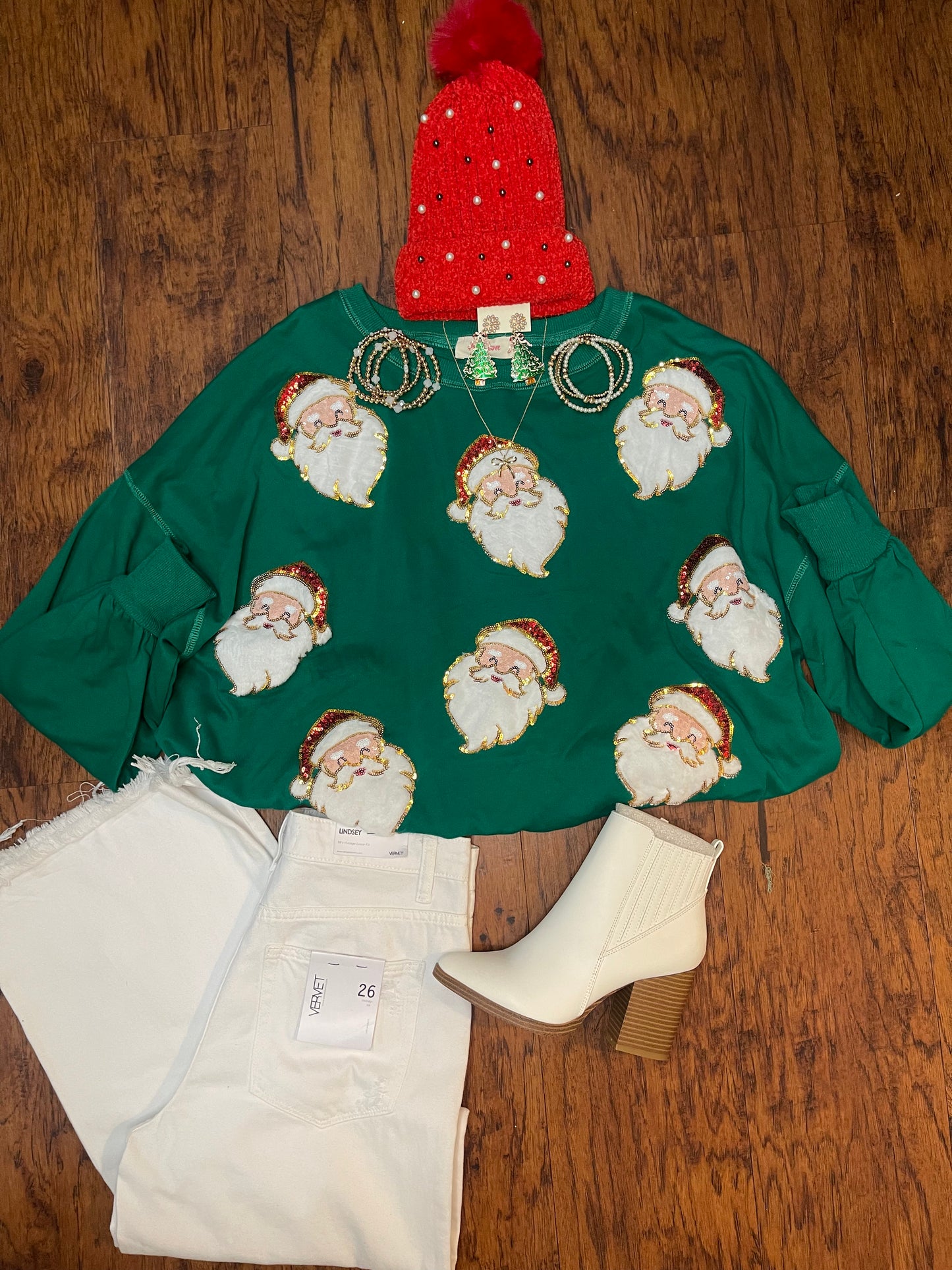 Holiday Santa Sequin Oversized Sweatshirt