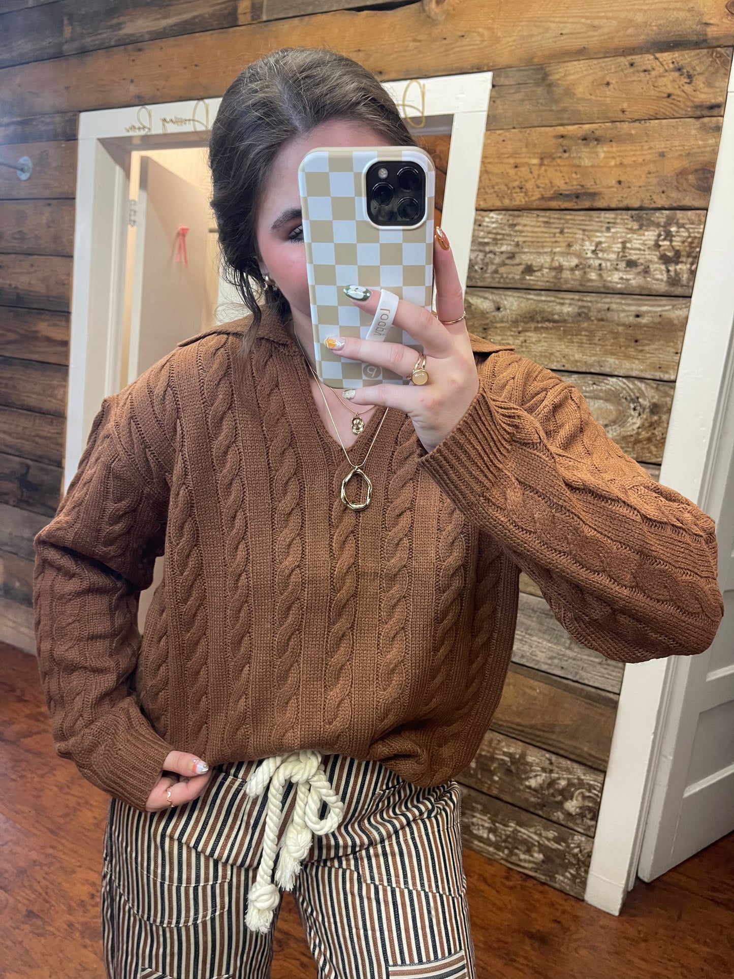 Cayla cable knit collared sweater