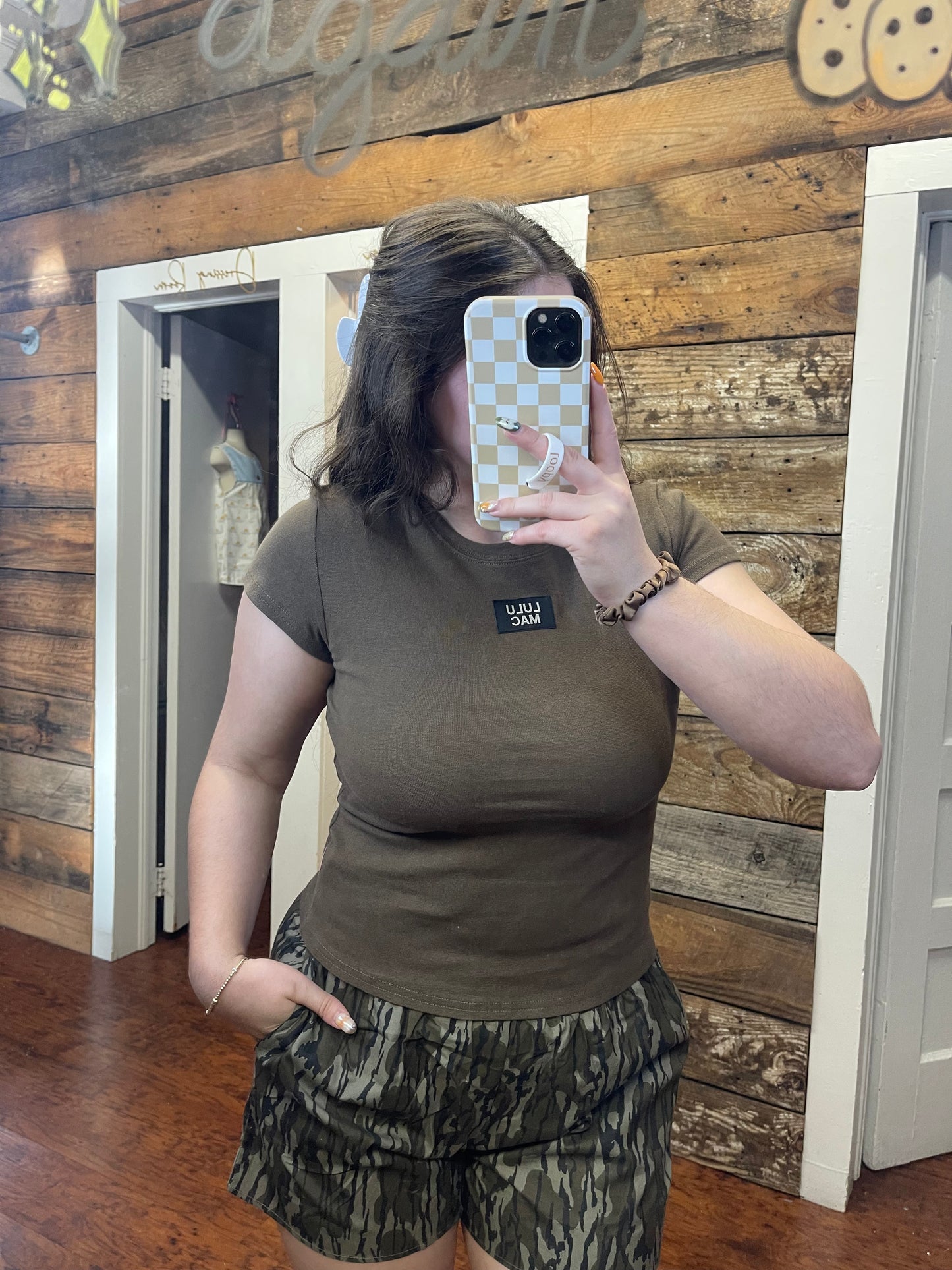 Lulu Mac Baby Doll Tee in Dark Olive
