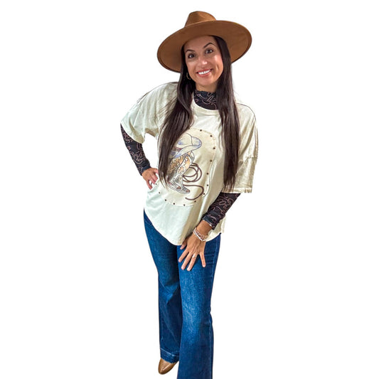 Dakota Born To Buck Graphic oversized Top