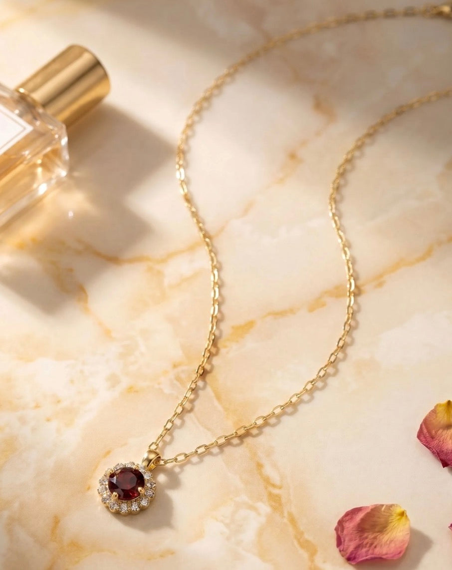 Sorrelli Haute Halo Pendant Necklace in Burgundy*