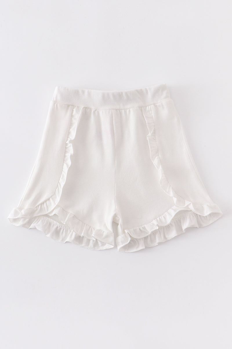 White Ruffle Girl Shorts
