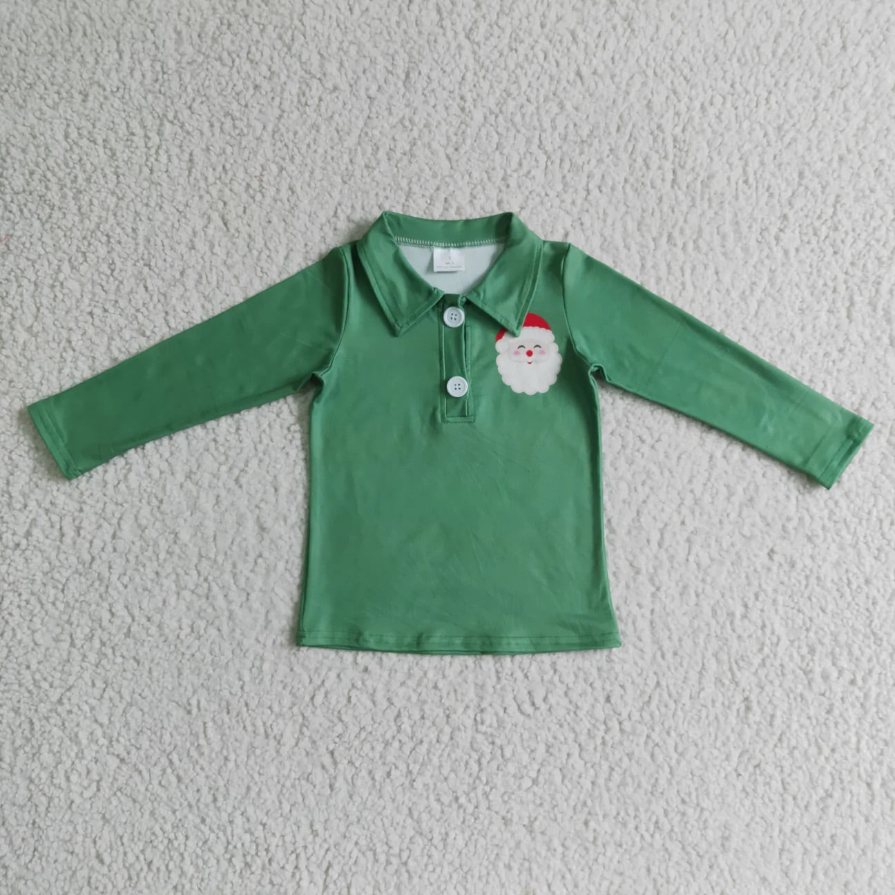 Christmas Green Santa Button Shirt