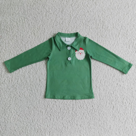 Christmas Green Santa Button Shirt