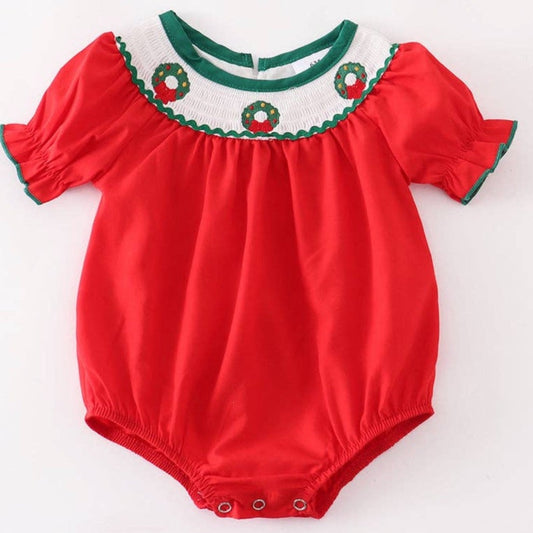 Smocked Red Christmas flower